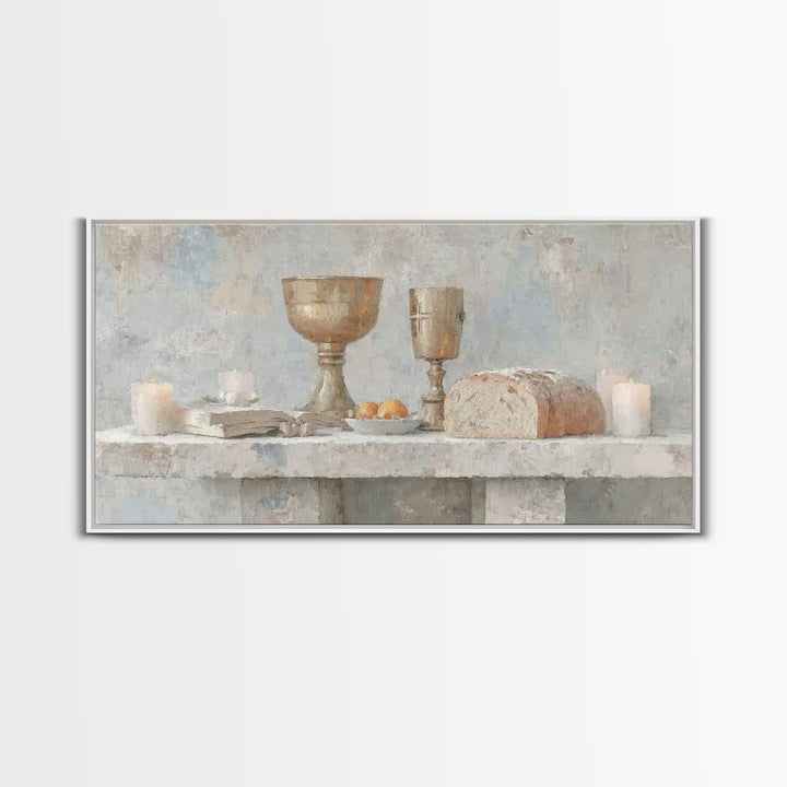 Bread Of Blessing – Framed Canvas Print – Christian Wall Art – Christian Art Print – Vintage Christian Art – Christian Gift – Christmas Art