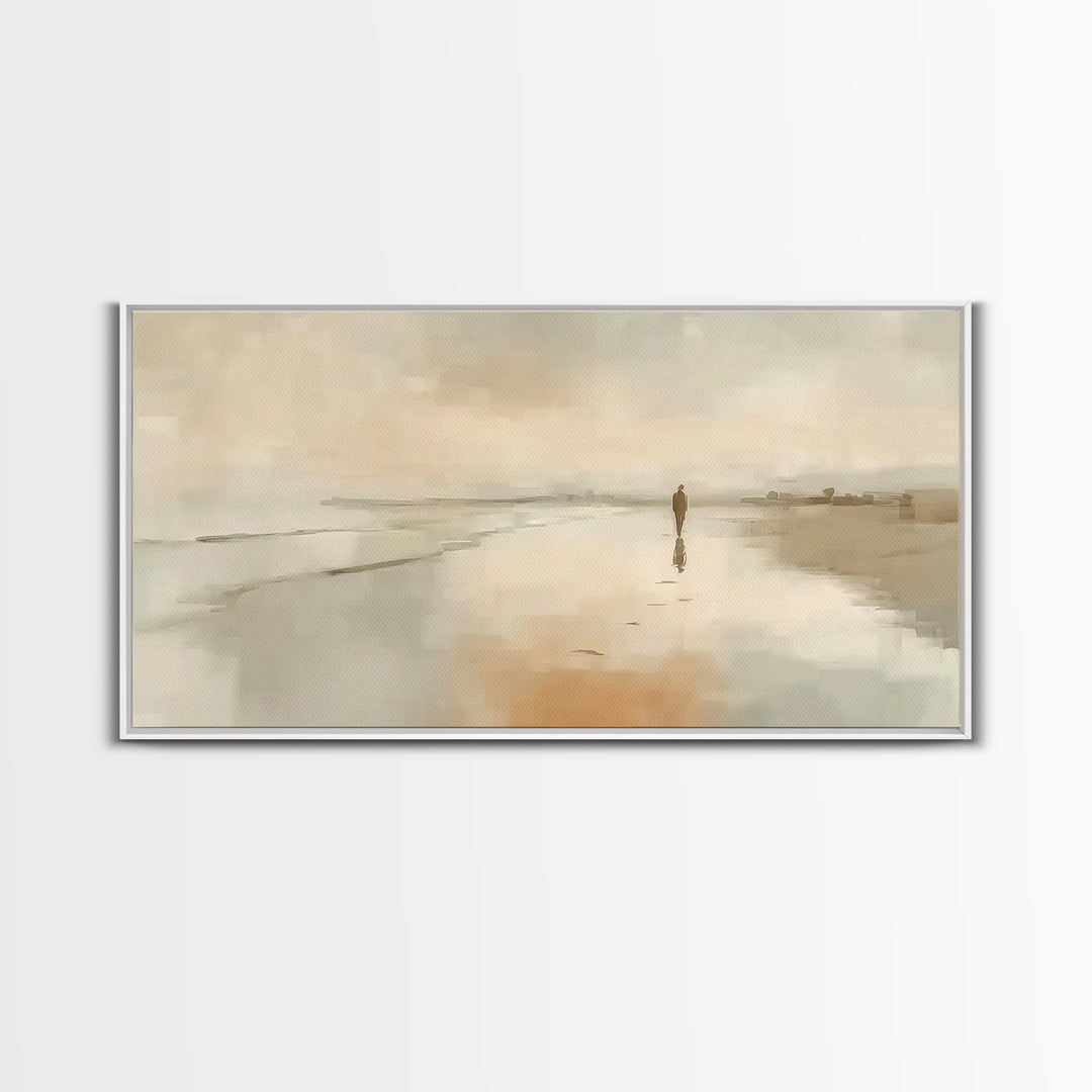 Silent Footsteps – Framed Canvas Print – Christian Art Print – Jesus Painting – Christian Wall Art – Modern Christian Art – Christmas Wall