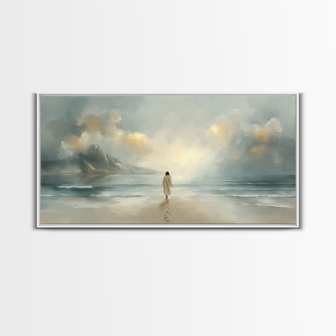 Heavenly Shore – Framed Canvas Print – Christian Christmas Art – Christian Art Canvas – Jesus Painting – Christian Wall Art – Large Christi