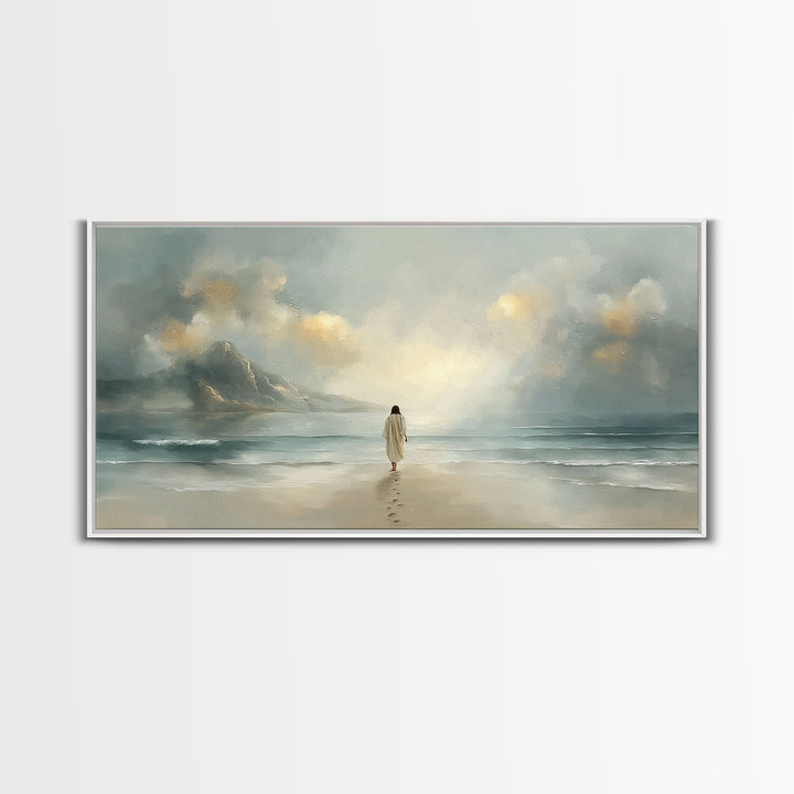 Heavenly Shore – Framed Canvas Print – Christian Christmas Art – Christian Art Canvas – Jesus Painting – Christian Wall Art – Large Christi