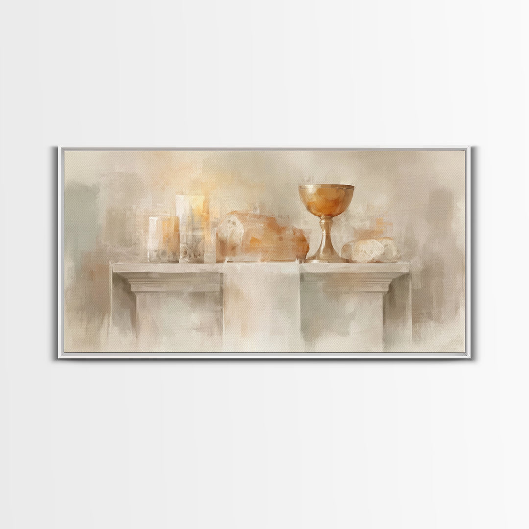 Golden Chalice Light | Framed Canvas Print | Christian Art Canvas | Christian Wall Art | Minimalist Christian Art | Christian Decor | Chris