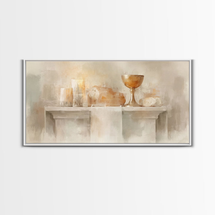 Golden Chalice Light | Framed Canvas Print | Christian Art Canvas | Christian Wall Art | Minimalist Christian Art | Christian Decor | Chris