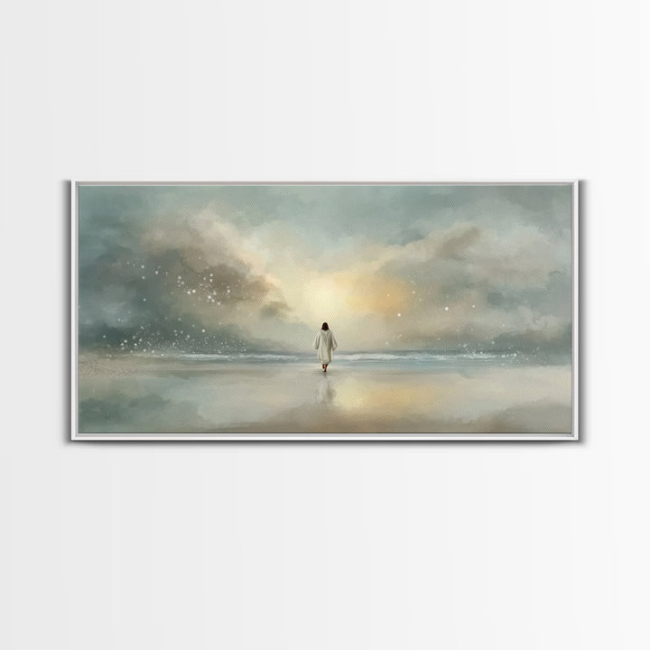 Heaven’s Glow – Framed Canvas Print – Christian Wall Art – Jesus Painting – Christian Art Canvas – Modern Christian Art – Christmas Art Pri