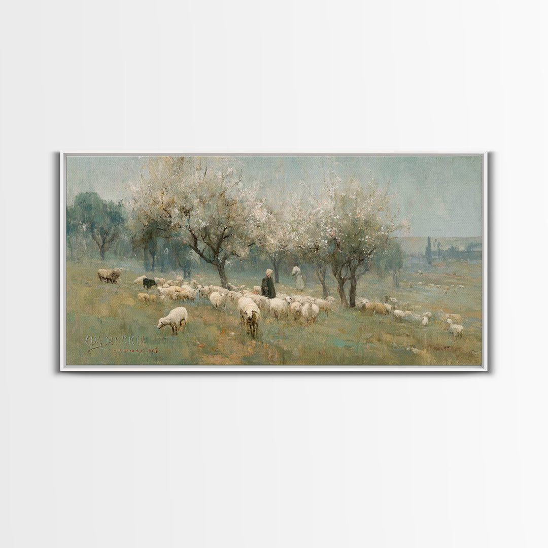 Spring Orchard Peace, Framed Canvas Print, Jesus Painting, Christian Wall Art, Christmas Art, Christian Art Canvas, Christian Decor