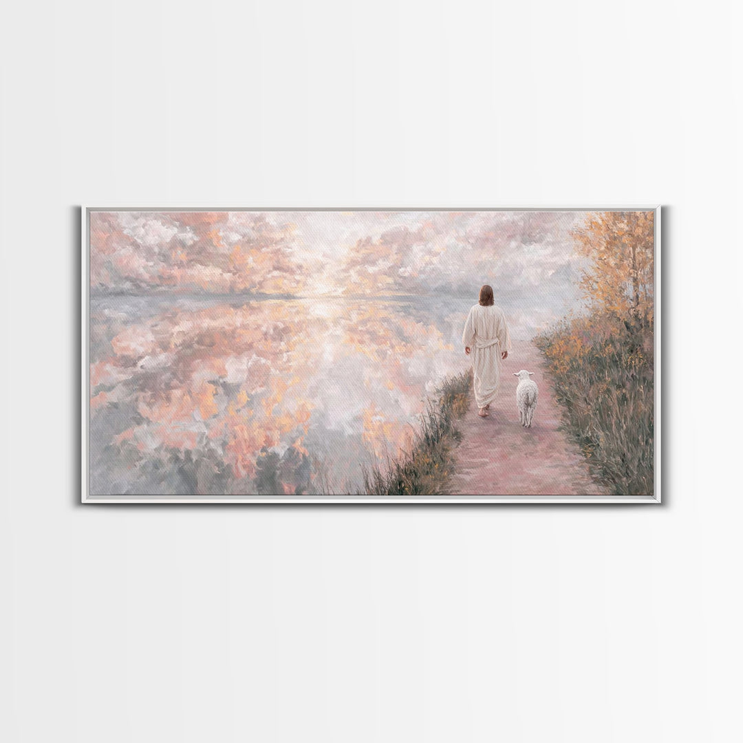 Guiding Shepherd Path – Framed Canvas Print – Christmas Art – Christian Decor – Christian Art Canvas – Jesus Painting – Christian Wall Art