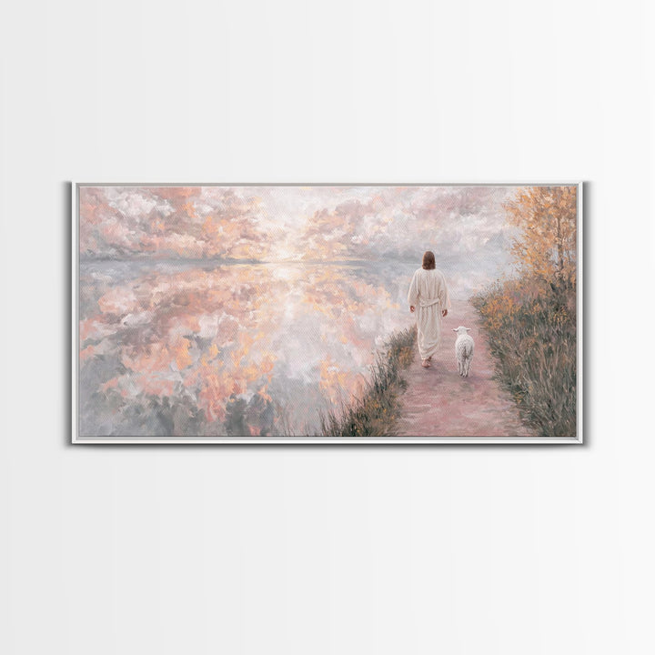 Guiding Shepherd Path – Framed Canvas Print – Christmas Art – Christian Decor – Christian Art Canvas – Jesus Painting – Christian Wall Art