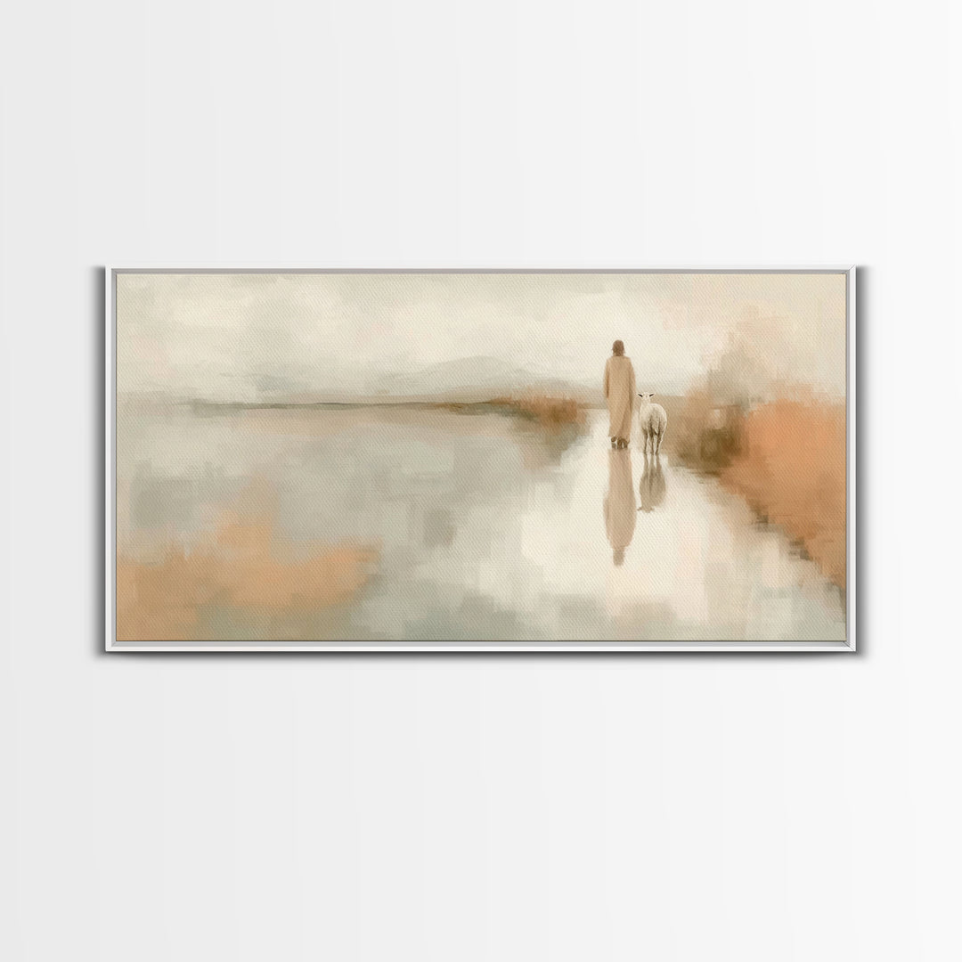 Quiet Shepherd Mist, Framed Canvas Print, Christian Wall Art, Christian Decor, Christian Art Canvas, Christmas Art, Jesus Painting