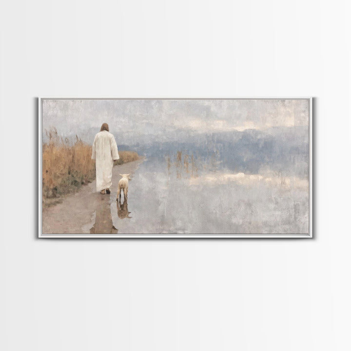 Silent Meadow Grace | Framed Canvas Print | Christian Decor | Christmas Art | Jesus Painting | Christian Art Canvas | Christian Wall Art