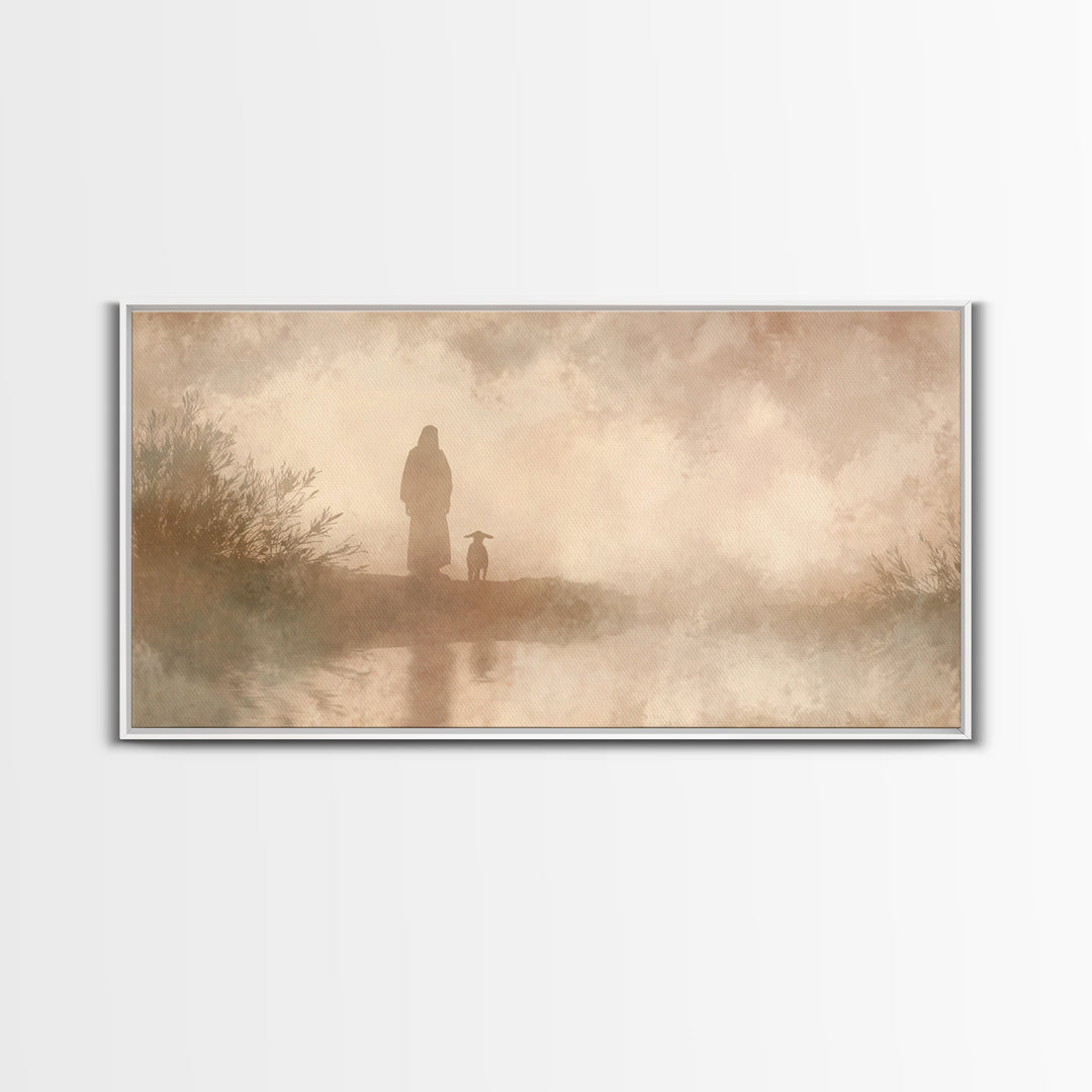 Heavenward Stroll – Framed Canvas Print – Christian Wall Art – Christian Art Canvas – Christian Decor – Christmas Art – Jesus Painting