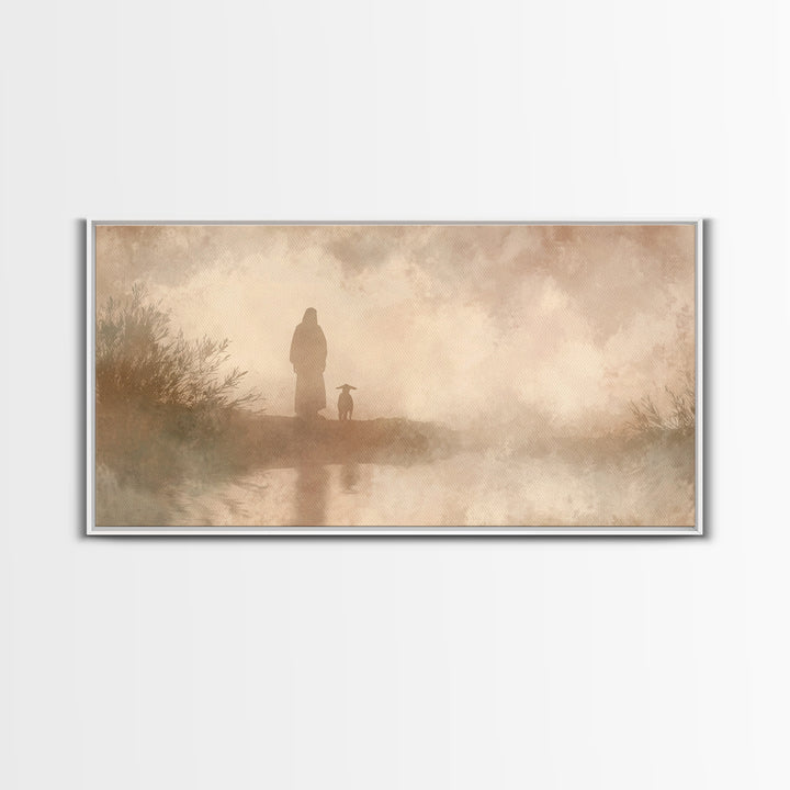 Heavenward Stroll – Framed Canvas Print – Christian Wall Art – Christian Art Canvas – Christian Decor – Christmas Art – Jesus Painting