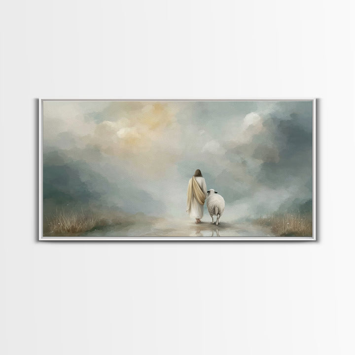 Heaven’s Quiet Walk, Framed Canvas Print, Christian Art Canvas, Jesus Painting, Christian Wall Art, Christian Decor, Christian Gift Ideas