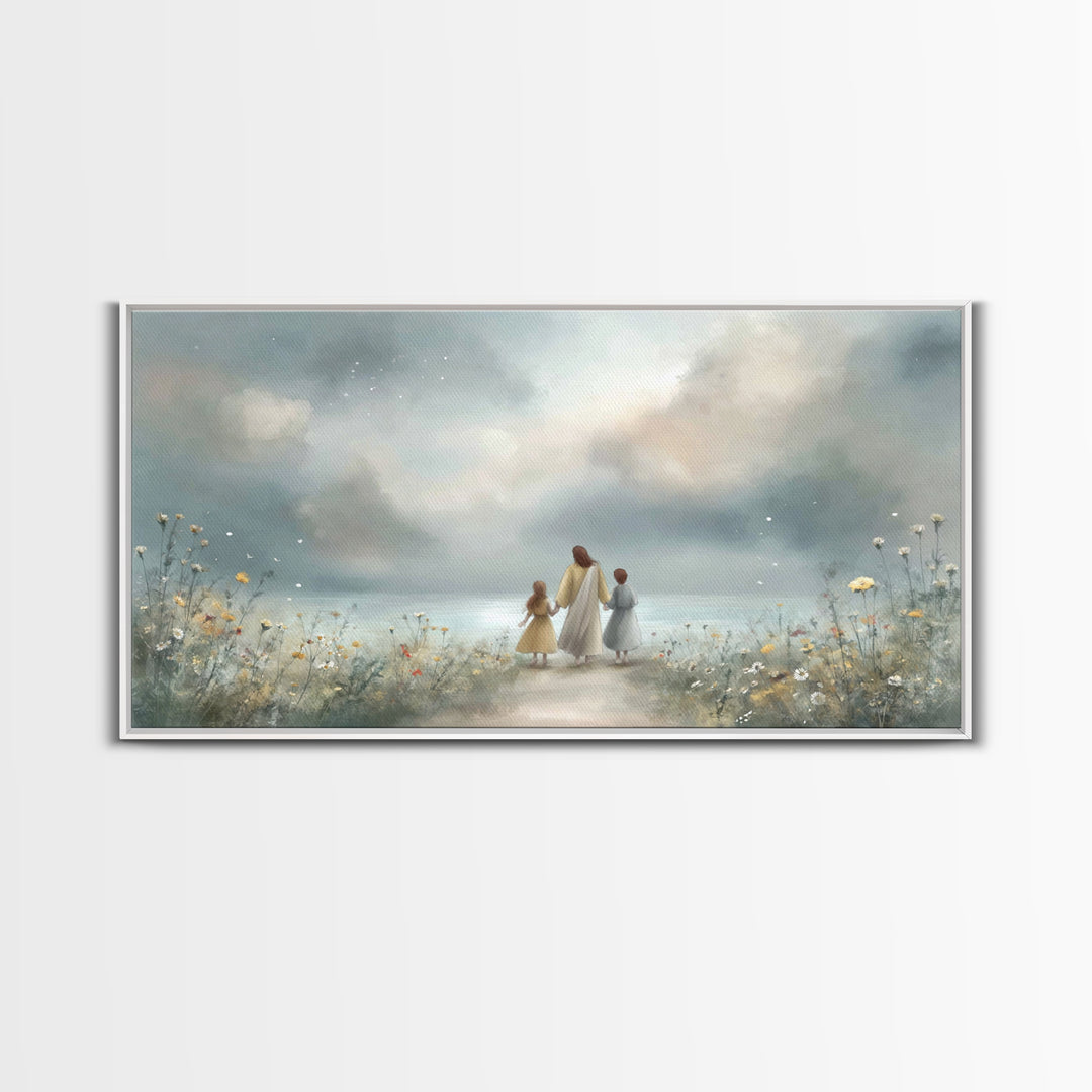 Distant Shore Peace – Framed Canvas Print – Christian Art Canvas – Christian Wall Art – Jesus Painting – Christian Decor – Christian Art