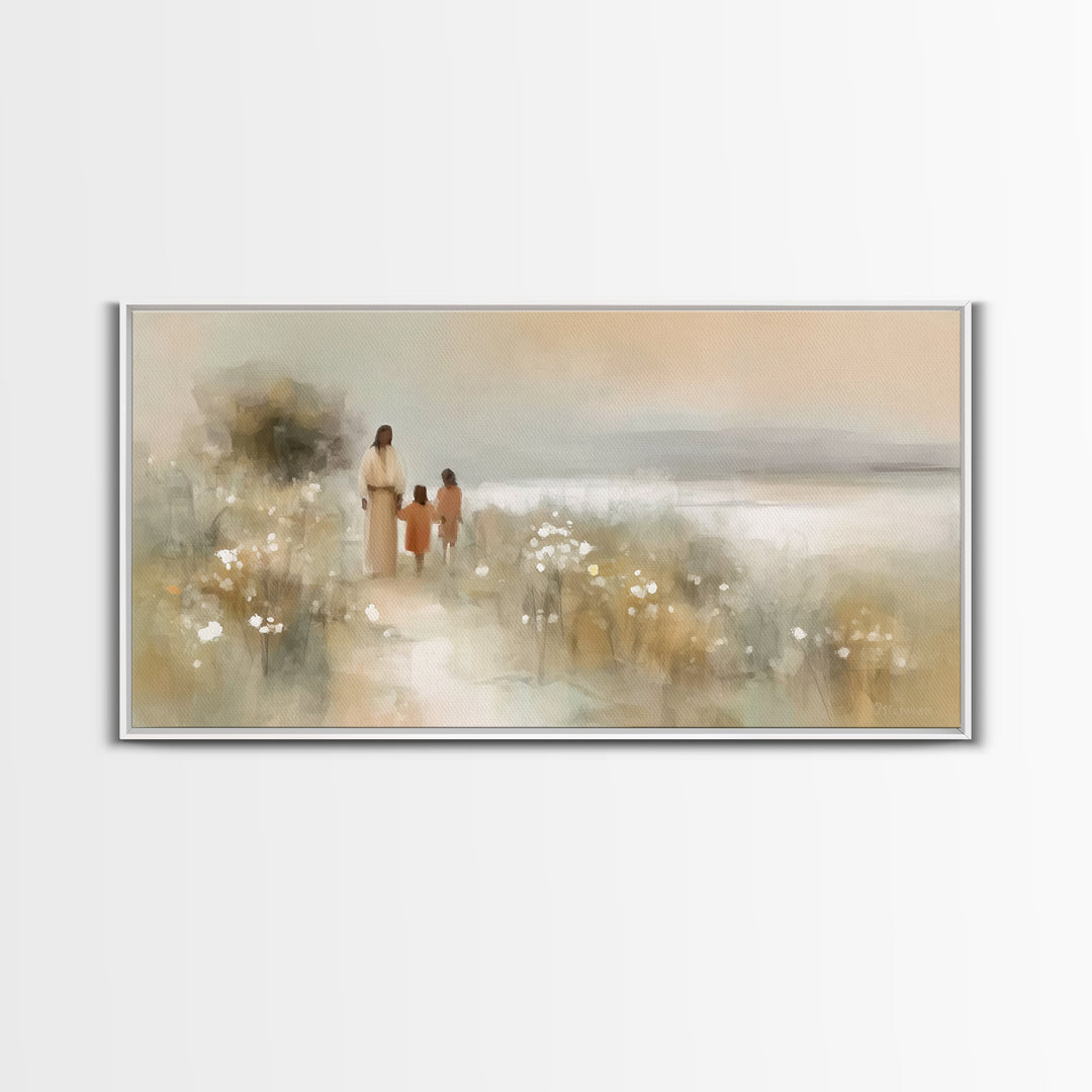 Golden Coast Promise – Framed Canvas Print – Christian Art – Jesus Painting – Christian Art Canvas – Christian Wall Art – Christian Decor