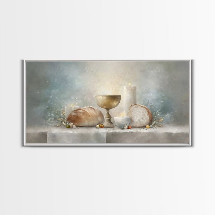 Holy Supper Glow | Framed Canvas Print | Christian Art Canvas | Christian Wall Art | Christmas Art Prints | Christian Christmas Decor | Chr