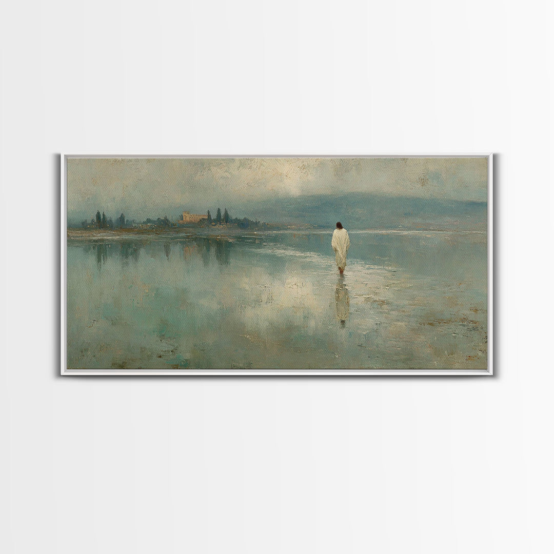 Silent Water Path, Framed Canvas Print, Christian Art Canvas, Jesus Painting, Christian Wall Art, Christian Gift Ideas, Christian Christmas