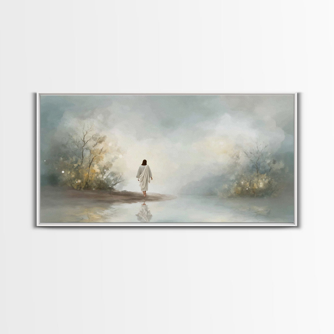 Sacred Still Waters – Framed Canvas Print – Christian Art Canvas – Jesus Painting – Christian Christmas Art – Christmas Art – Christian Wal