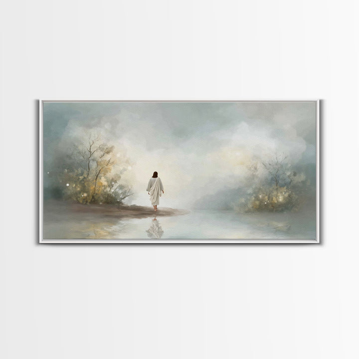 Sacred Still Waters – Framed Canvas Print – Christian Art Canvas – Jesus Painting – Christian Christmas Art – Christmas Art – Christian Wal