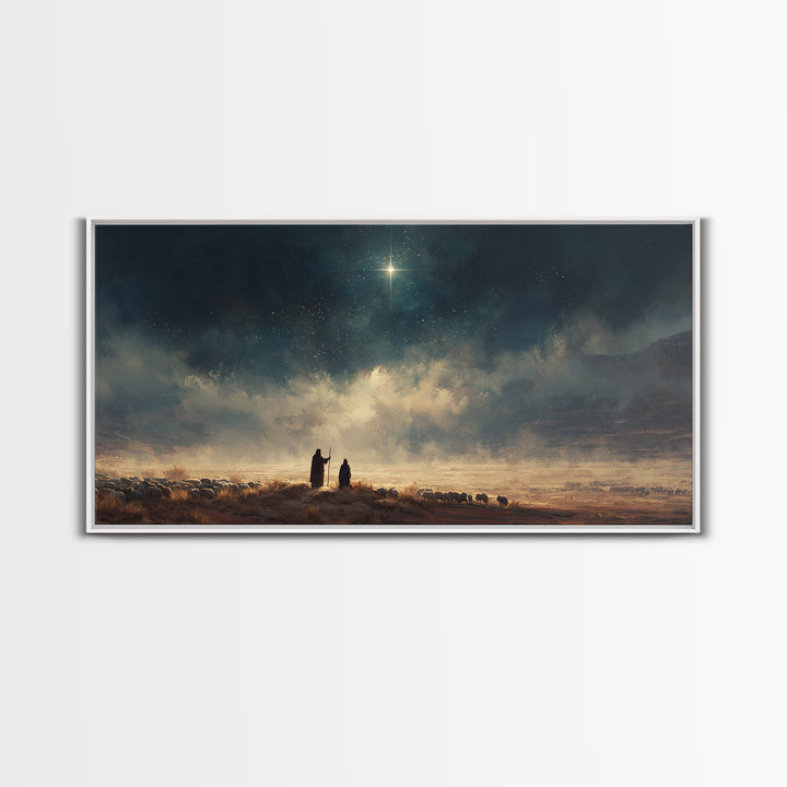 Star Over The Valley | Framed Canvas Print | Christian Wall Art | Christian Art Canvas | Christmas Art | Christian Christmas Art | Christia