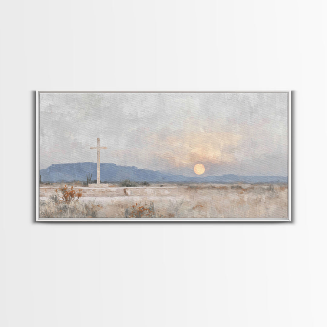 Cross Of The Horizon – Framed Canvas Print – Christian Wall Art – Christian Art Canvas – Christian Painting – Christian Decor – Christmas W