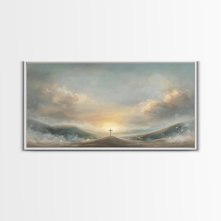 Dawn Of Salvation – Framed Canvas Print – Christian Wall Art – Christian Art Canvas – Minimalist Christian Art – Christian Decor – Christia