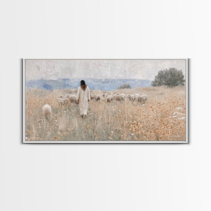 Shepherds Of Grace – Framed Canvas Print – Christian Wall Art – Jesus Painting – Christian Art Canvas – Christian Christmas Art – Christian