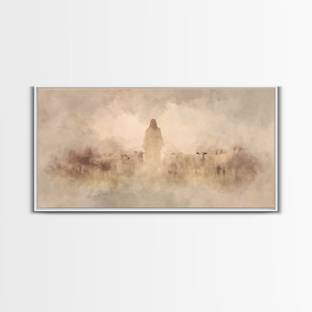 Clouded Holy Calm, Framed Canvas Print, Christian Art Canvas, Christian Wall Art, Jesus Painting, Christian Christmas Art, Modern Christian