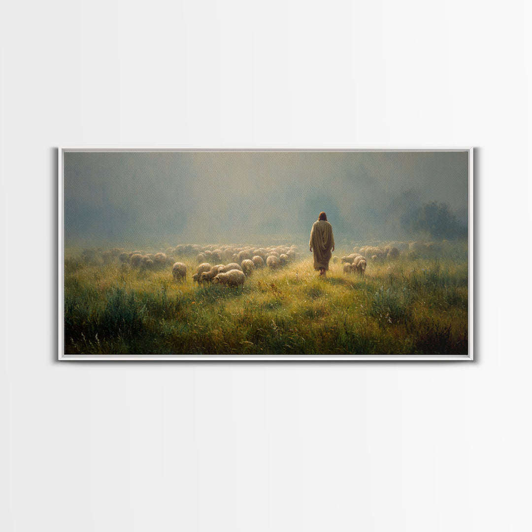 Morning Pasture Hope | Framed Canvas Print | Christian Wall Art | Christian Painting | Christian Art Canvas | Jesus Painting | Christian Ch