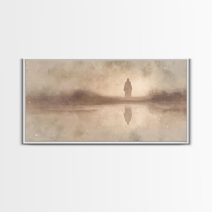 Silent Winter Path, Framed Canvas Print, Christian Art Canvas, Christian Art, Christian Wall Art, Jesus Painting, Christian Christmas Art