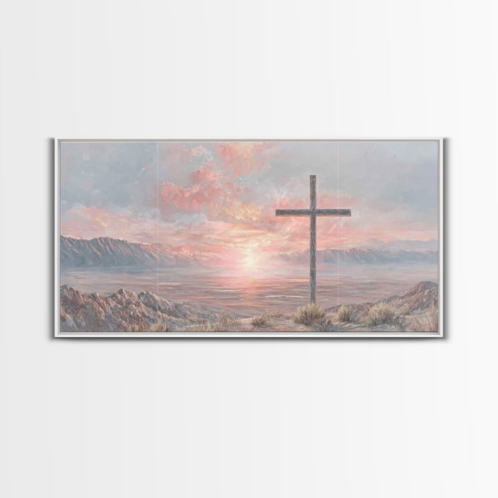 Sunrise At Calvary | Framed Canvas Print | Christian Wall Art | Christian Art Canvas | Christian Painting | Large Christian Art | Christian