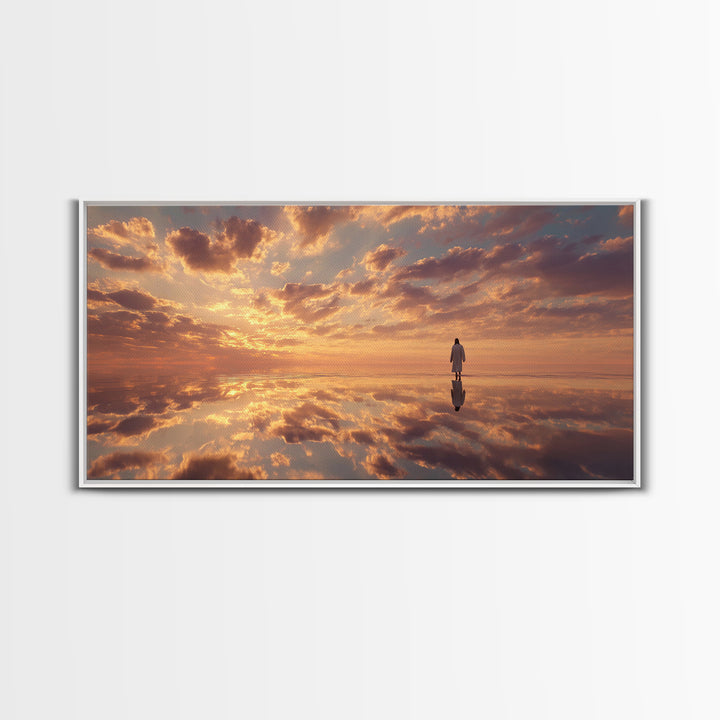 Heaven’s Horizon Walk – Framed Canvas Print – Christian Wall Art – Jesus Painting – Christian Art Canvas – Christian Art – Christmas Art –
