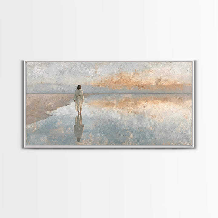 Still Waters, Framed Canvas Print, Christian Art Canvas, Jesus Wall Art, Christian Decor, Christmas Art, Christian Painting, Holiday Art