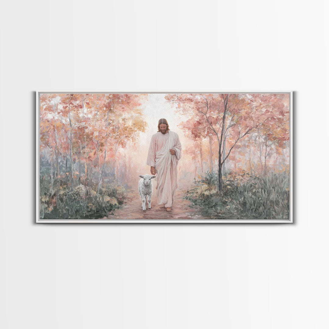 Gentle Shepherd - Framed Canvas Print - Christian Art Canvas - Jesus Wall Art - Christmas Art - Christian Painting - Holiday Art - Faith Ar