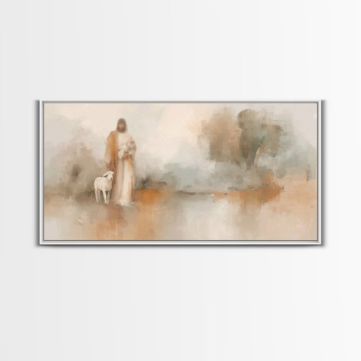 Soft Mercy Walk, Framed Canvas Print, Christian Art Canvas, Jesus Art Print, Christmas Decor, Christian Wall Art, Subtle Christian Art