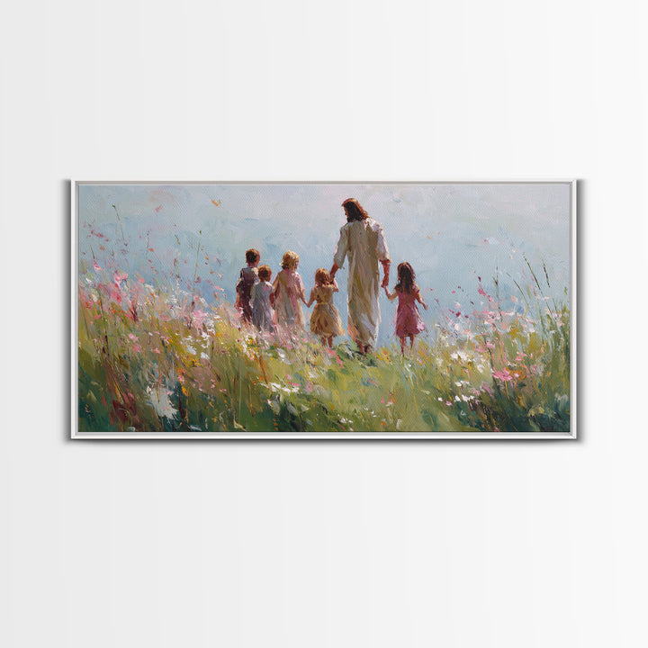 Field Of Blessings, Framed Canvas Print, Christian Art Canvas, Christian Wall Art, Jesus Painting, Christian Christmas Art, Christian Gift