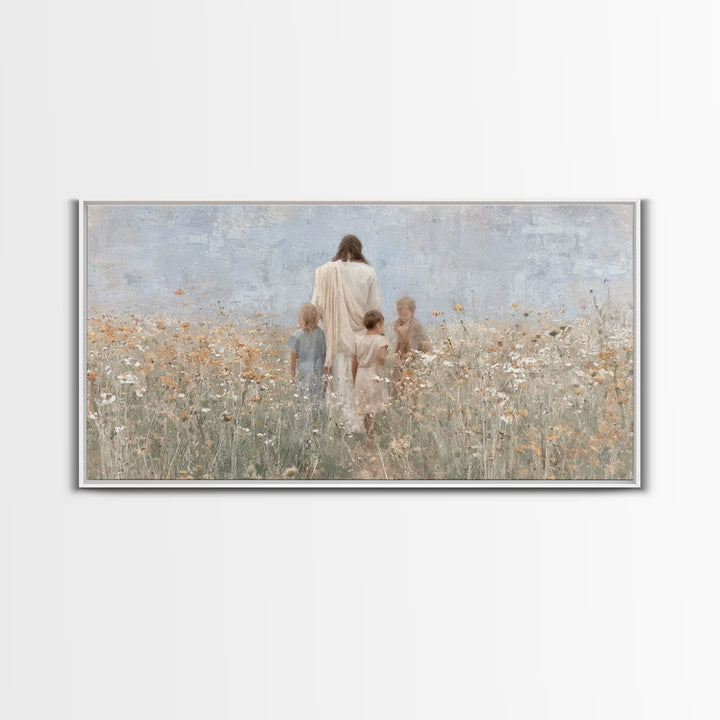 Floral Grace Path | Framed Canvas Print | Christian Wall Art | Christian Art Canvas | Jesus Painting | Christmas Art Prints | Christian Dec