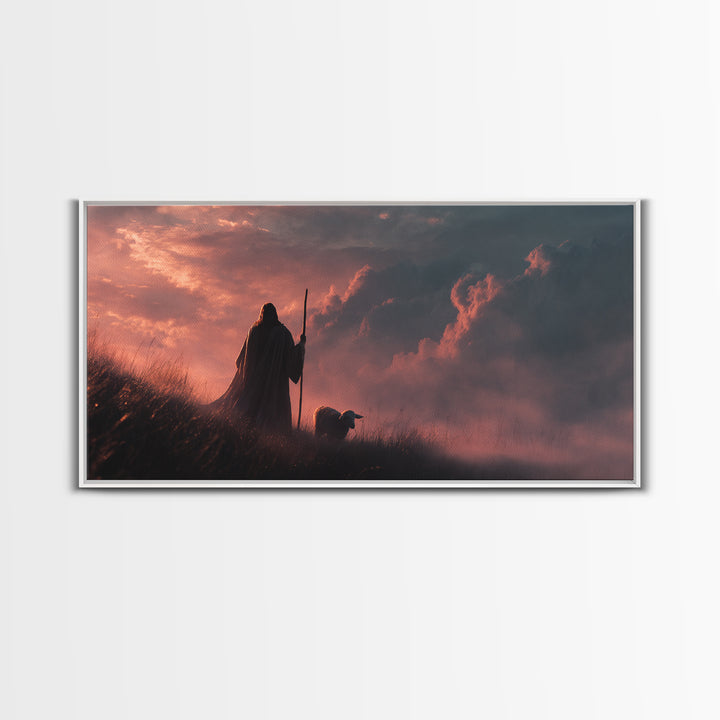 Shepherd’s Peace – Framed Canvas Print – Christian Art Canvas – Jesus Painting – Christmas Art Work – Christian Wall Art – Christian Gift