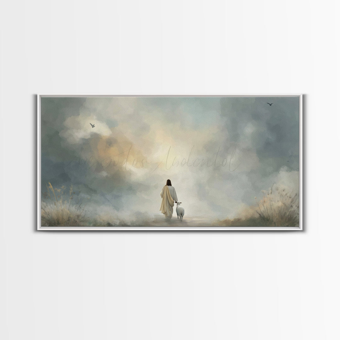 Still Waters Path – Framed Canvas Print – Christian Wall Art – Jesus Painting – Subtle Christian Art – Christian Art Canvas – Christian Chr
