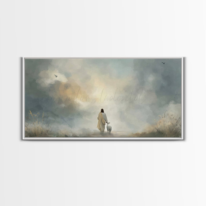 Still Waters Path – Framed Canvas Print – Christian Wall Art – Jesus Painting – Subtle Christian Art – Christian Art Canvas – Christian Chr