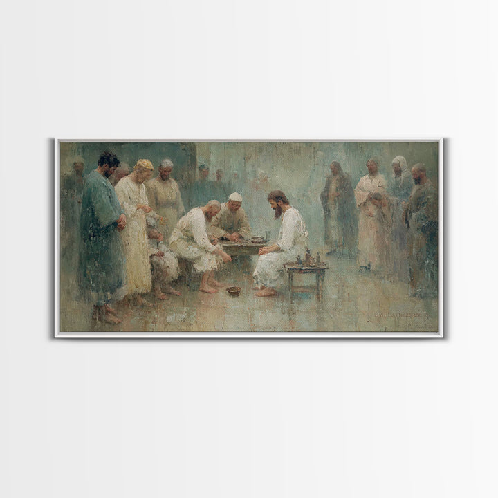 Gathered In Faith – Framed Canvas Print – Christian Art Canvas – Christian Wall Art – Jesus Painting – Subtle Christian Paintings – Christi