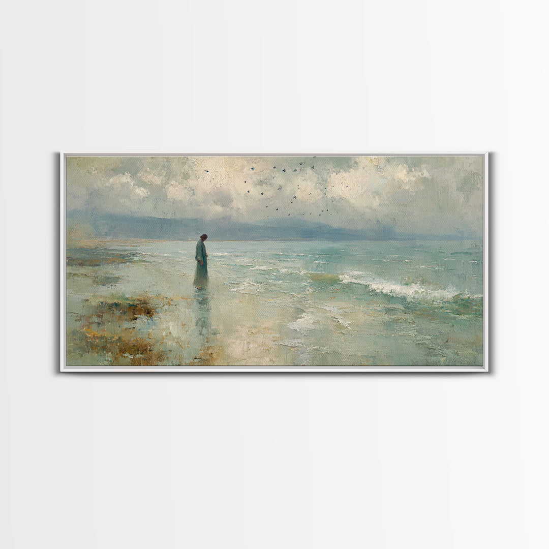 Haven of Peace | Framed Canvas Print | Christian Wall Art | Jesus Canvas Art | Modern Christian Painting | Blue Christian Art | Christian G