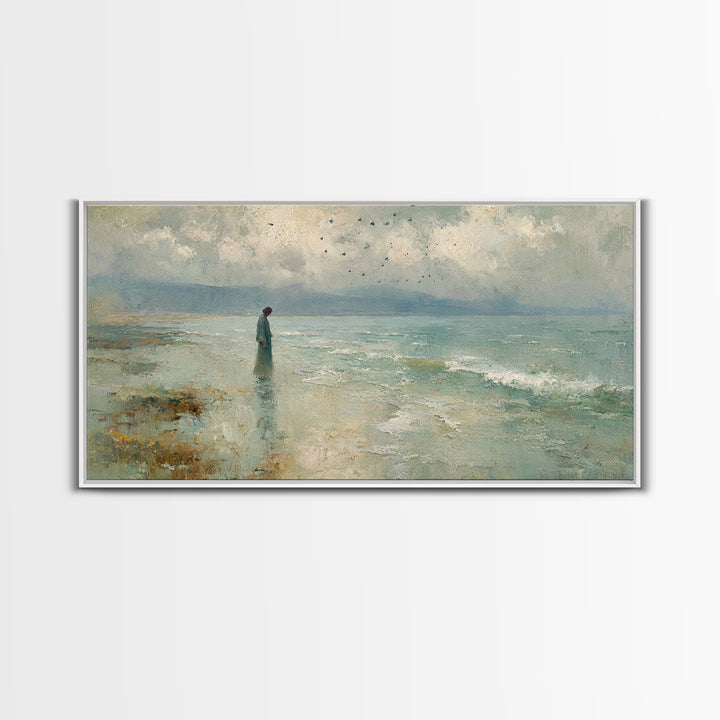 Haven of Peace | Framed Canvas Print | Christian Wall Art | Jesus Canvas Art | Modern Christian Painting | Blue Christian Art | Christian G
