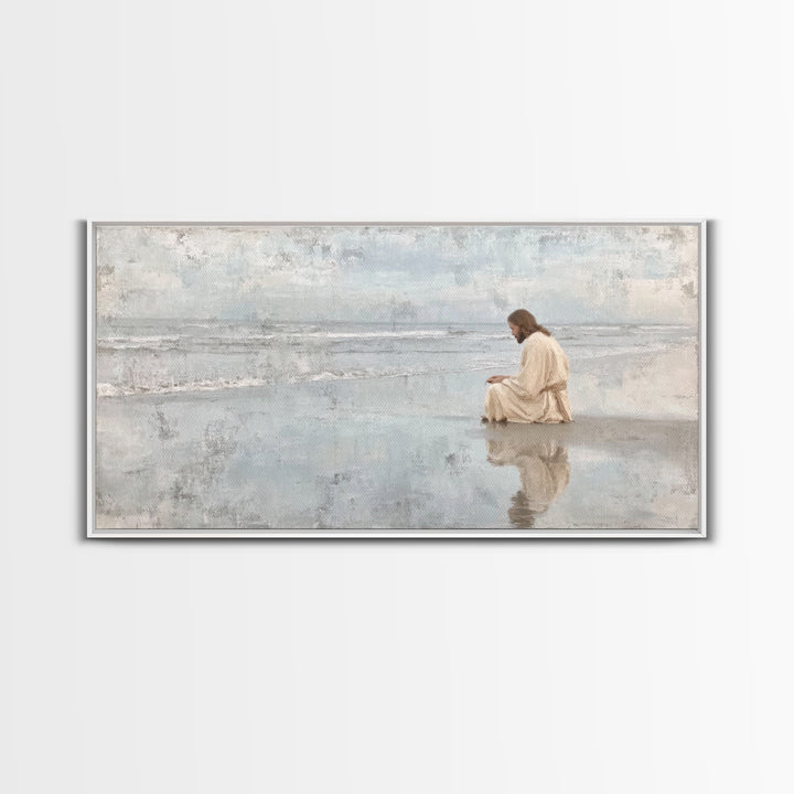 Morning Tide Hope, Framed Canvas Print, Christian Art Prints, Large Christian Art, Moody Christian Art, Christian Painting, Retro Christmas