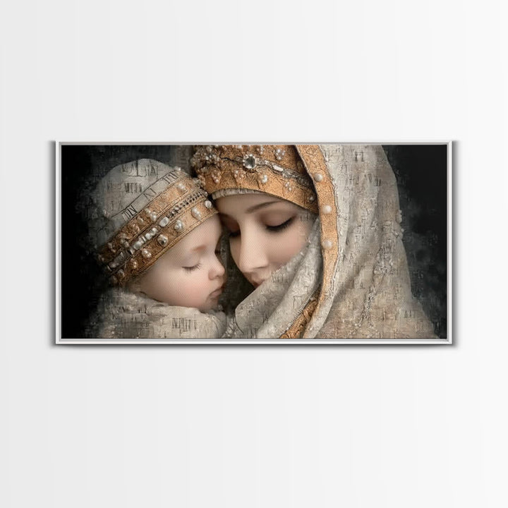 Holy Mother Grace | Framed Canvas Print | Mary and Jesus Painting | Christian Wall Art | Christian Art Print | Vintage Christian Art | Chri