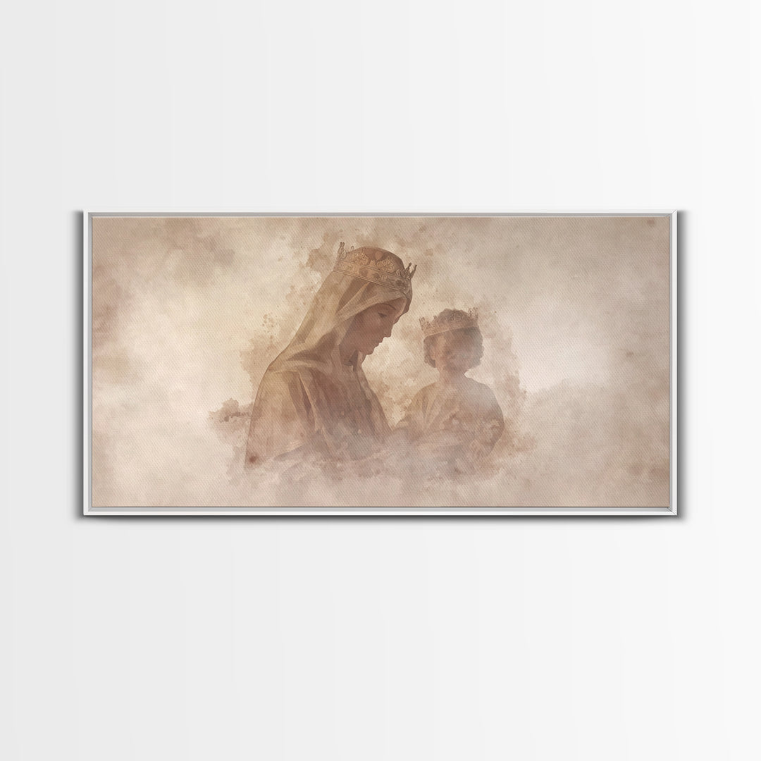 Crowned Serenity | Framed Canvas Print | Christian Wall Art | Vintage Christian Art | Christian Art Canvas | Christian Christmas Art | Jesu