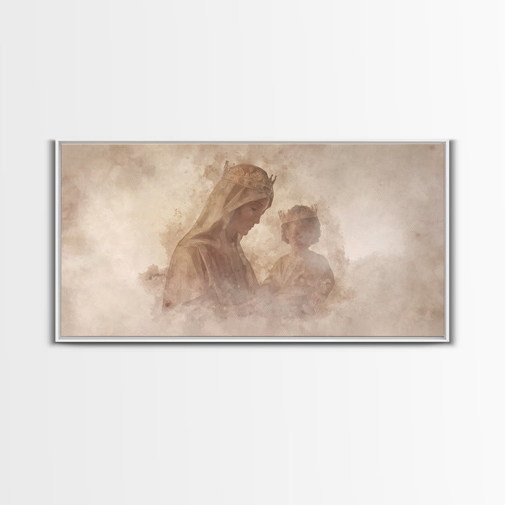 Crowned Serenity | Framed Canvas Print | Christian Wall Art | Vintage Christian Art | Christian Art Canvas | Christian Christmas Art | Jesu