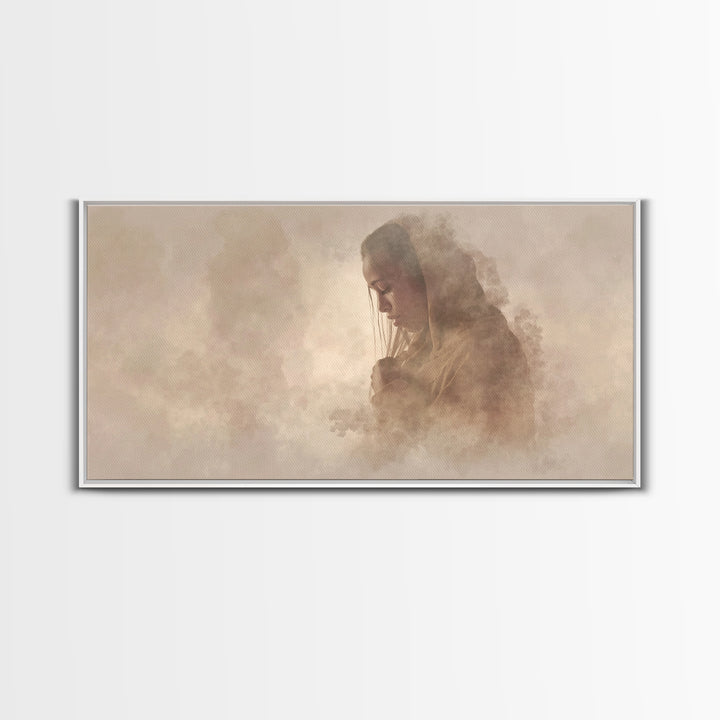 Sacred Stillness – Framed Canvas Print – Christmas Art – Christian Art Canvas – Large Christian Art – Jesus Painting – Christian Wall Art