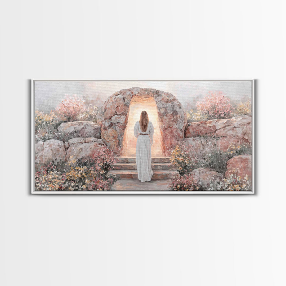 Path Of Light – Framed Canvas Print – Christmas Art – Jesus Painting – Christian Art Canvas – Large Christian Art – Christian Wall Art
