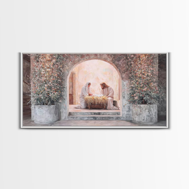 Radiant Nativity – Framed Canvas Print – Christian Christmas Art – Christian Art Canvas – Jesus Painting – Christian Decor For Home