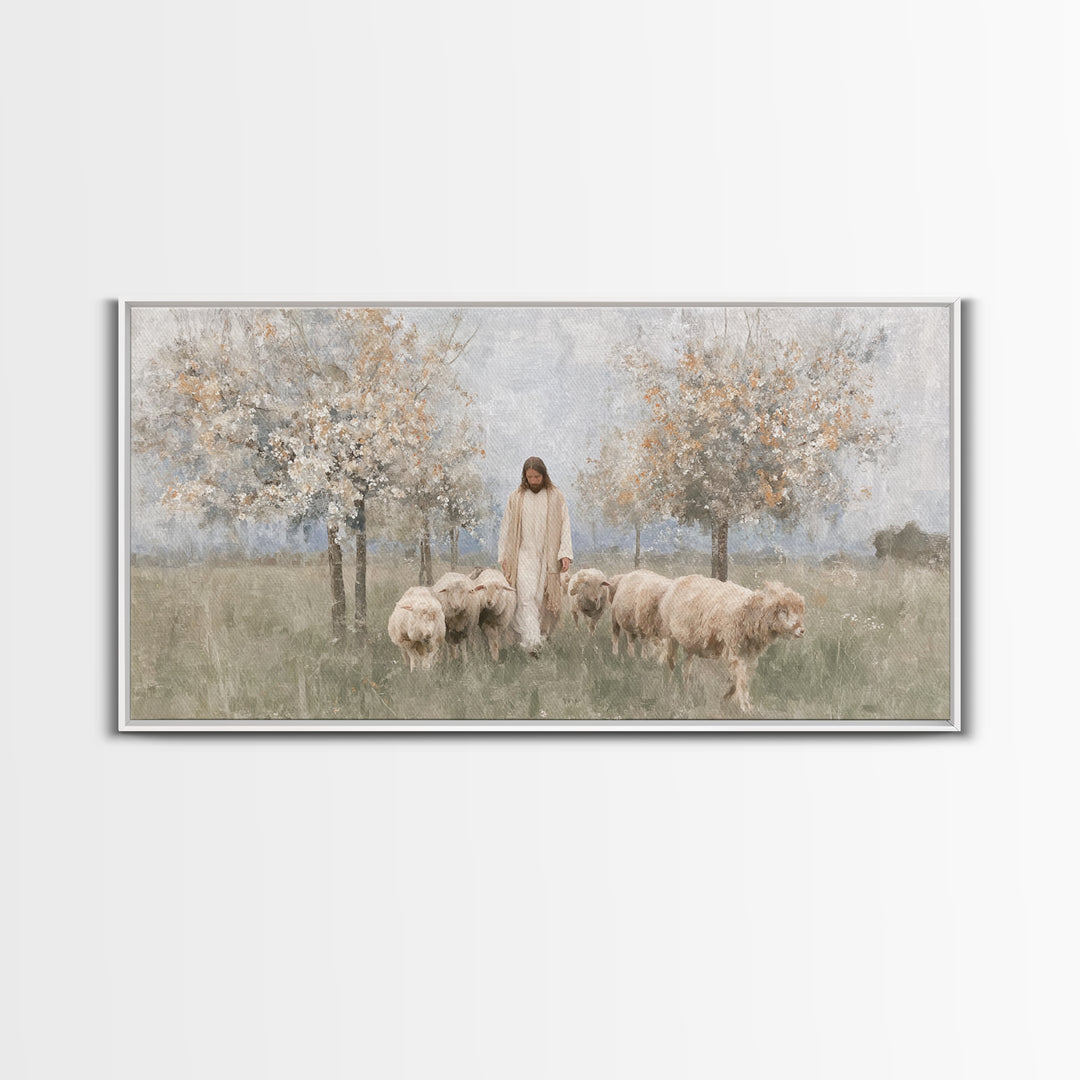 Shepherds Of Grace – Framed Canvas Print – Christian Wall Art – Jesus Painting – Christian Art Canvas – Christian Christmas Decor