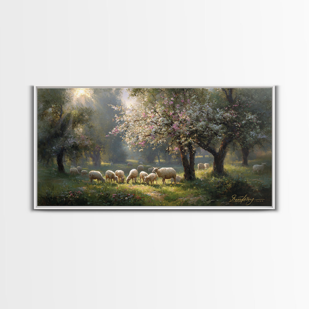 Garden Of Light | Framed Canvas Print | Christian Painting | Jesus Wall Art | Christian Gift Ideas | Vintage Christian Art